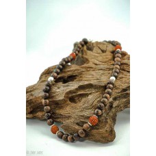 Silver, wooden Pearls Necklace 